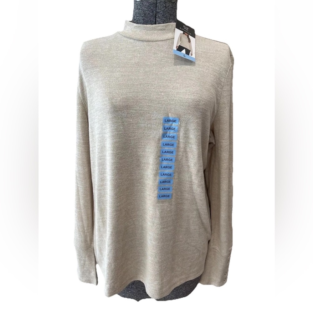 🆕Rafaella NWT mock top pullover wheat‎ Heather ladies large sweater top-soft!